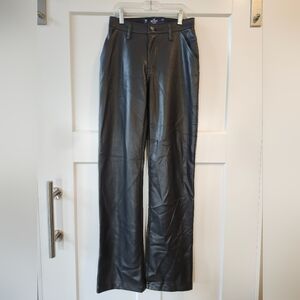 Hollister Women's Black Faux Leather Flare Pants